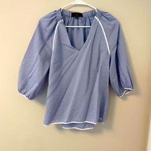 OXFORD BLUE SEERSUCKER BLOUSE